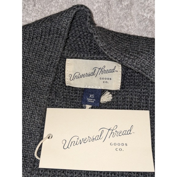 Universal Thread Gray Knit Open Cardigan Sweater Pockets Warm Plus Size XS NWT‎ - Picture 5 of 11